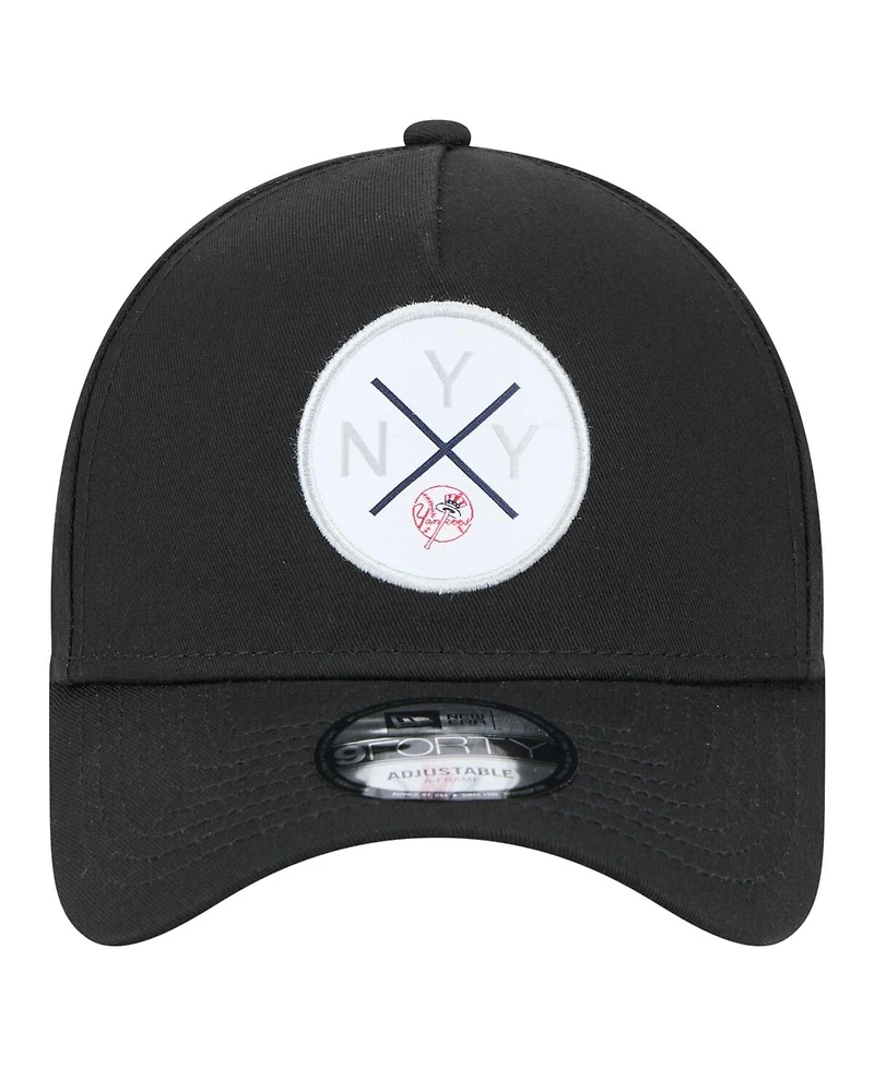 New Era Men's Black New York Yankees 9FORTY A-Frame Adjustable Hat