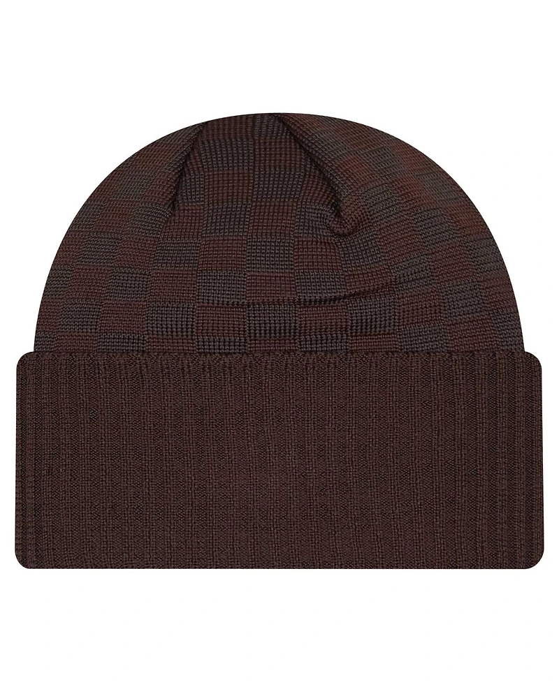 New Era Men's Brown Cleveland Browns Checkered Cuffed Knit Hat