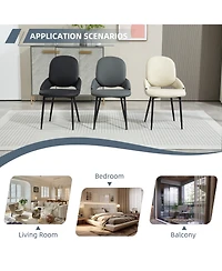 Dyhome Faux Leather Upholstered Dining Chairs Set of 6, Modern Design Side With Metal Leg and Back