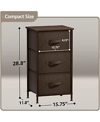 Sorbus Nightstand with 3 Drawers - Steel Frame, Wood Top & Easy Pull Fabric Bins Perfect for Home, Bedroom, Office College Dorm