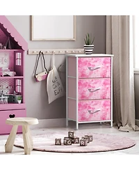 Sorbus Nightstand with 3 Drawers - Steel Frame, Wood Top & Easy Pull Fabric Bins Perfect for Home, Bedroom, Office College Dorm