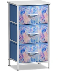Sorbus Nightstand with 3 Drawers - Steel Frame, Wood Top & Easy Pull Fabric Bins - Perfect for Home, Bedroom