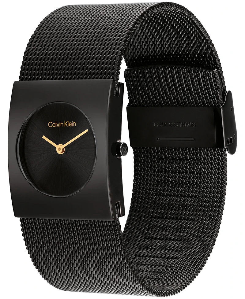 Calvin Klein Women's Ck Pulse Black Ionic Plated Mesh Bracelet Watch, 26.4mm