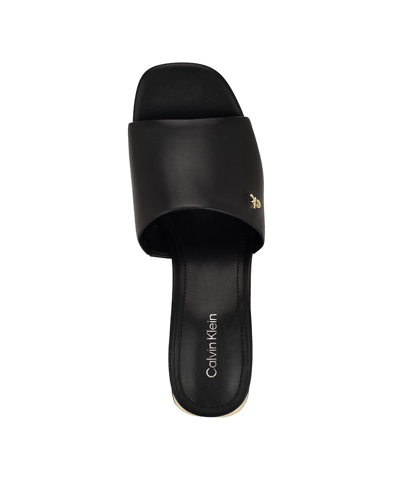 Calvin Klein Women's Rowena Block Heel Slip-On Sandals