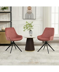Dyhome Swivel Dining Chairs Set of 2, Mid Century Modern Room with Metal Frame, Linen Upholstered Back Side Chair