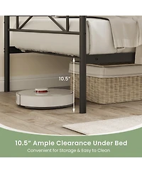Twin Size Platform Bed Frame with Heavy-Duty Metal Slat Support