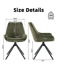 Dyhome Linen Upholstered Swivel Side Chair, Mid Century Modern Dining Chairs with Metal Frame, Set of 1