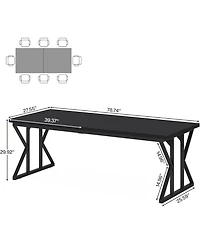 Tribesigns Farmhouse Dining Table for 6-8 People, 78.7-Inch Rectangular Wood Table, Rustic Kitchen with Heavy Duty Metal Legs