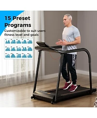 Costway 2.5 Hp Walking Treadmill with Long Handrails for Seniors Pulse Sensors Led Display