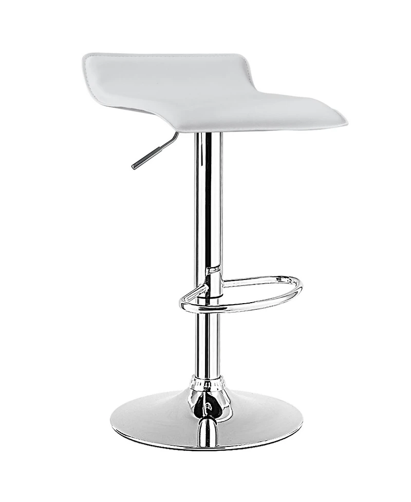 Gymax Set of 2 Pu Leather Swivel Bar Stool Adjustable Kitchen Counter Chairs White