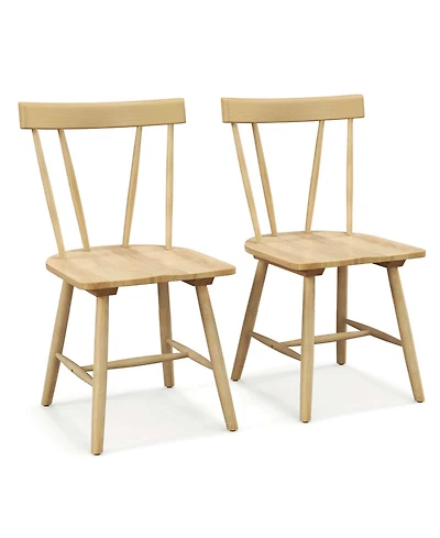 Dining Chairs Set of 2 Windsor Chairs Wood Armless Chairs with Solid Rubber Wood