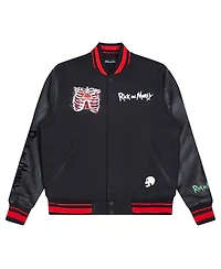 Freeze Max Men's Black Rick And Morty Anatomy Park Full-Zip Varsity Jacket