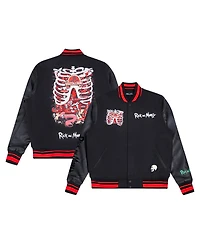 Freeze Max Men's Black Rick And Morty Anatomy Park Full-Zip Varsity Jacket