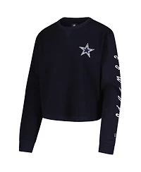 New Era Women's Navy Dallas Cowboys Thermal Cropped Long Sleeve T-Shirt