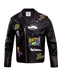 Freeze Max Men's Black The Simpsons Graphic Biker Full-Zip Jacket