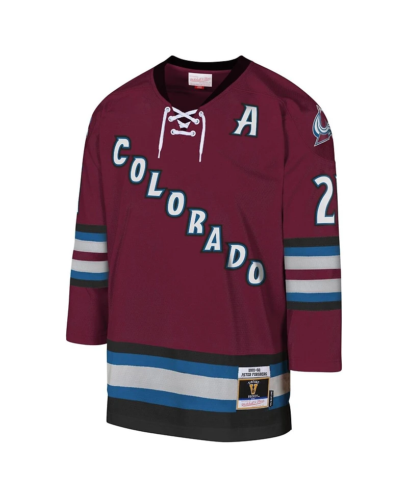 Mitchell & Ness Big Boys and Girls Peter Forsberg Burgundy Colorado Avalanche 2001-02 Blue Line Player Jersey