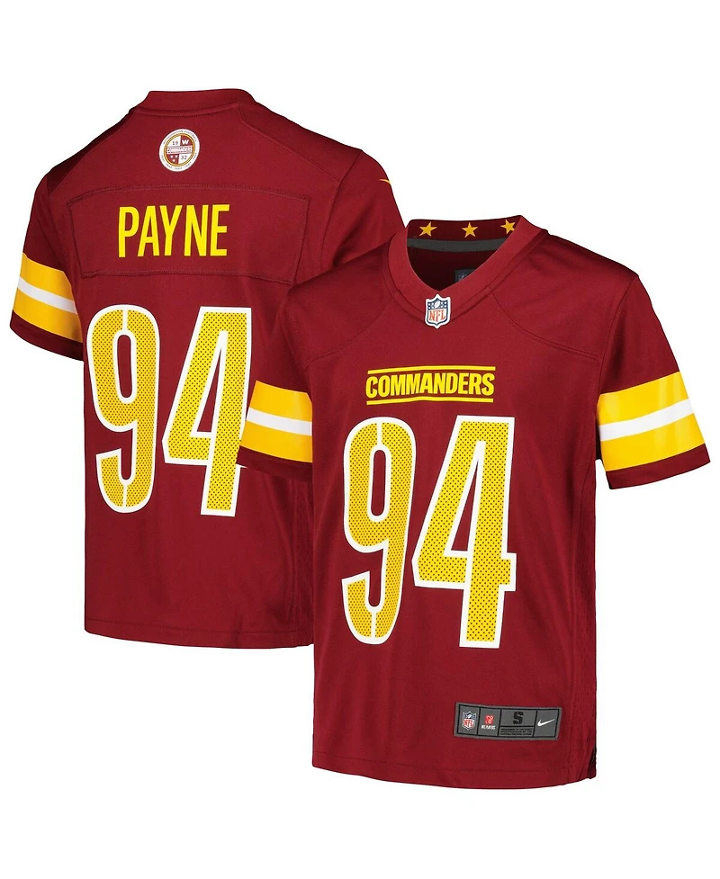 Nike Big Boys and Girls Daron Payne Burgundy Washington Commanders Game Jersey