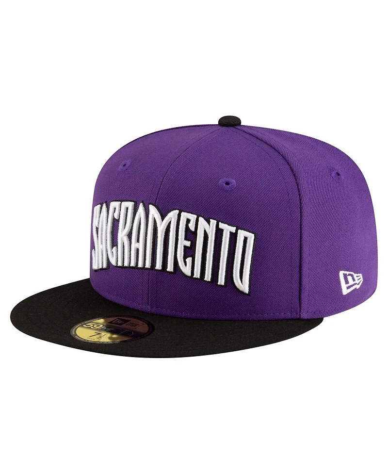 New Era Men's Purple, Black Sacramento Kings 2024/25 Classic Edition Jersey Hook 59FIFTYFitted Hat