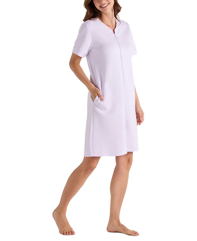 Miss Elaine Women's Short-Sleeve Zip-Front Robe