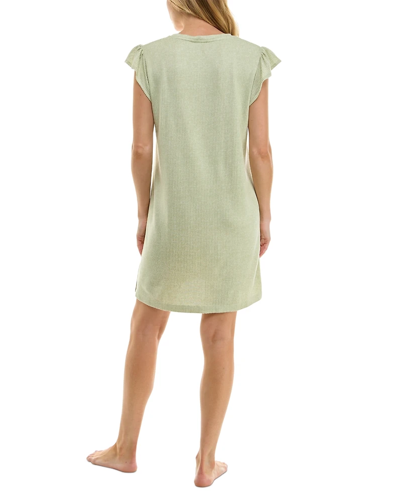 Roudelain Women's Ruffled-Sleeve Short Sleepshirt