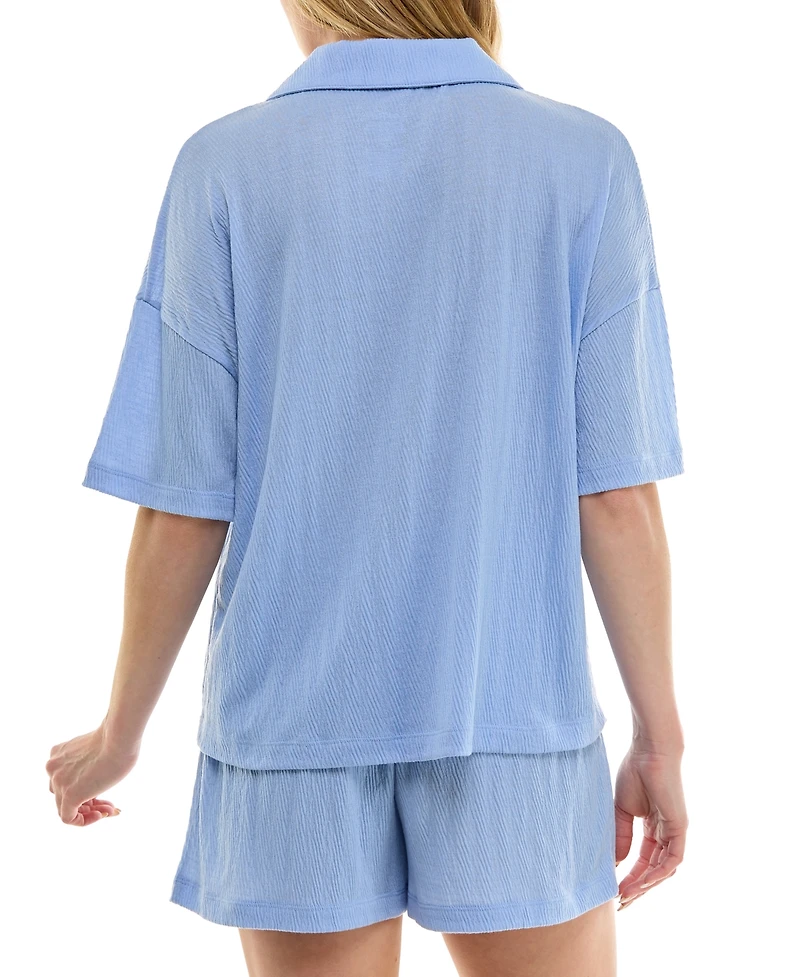 Roudelain Women's Knitted Gauze Short Pajama Set