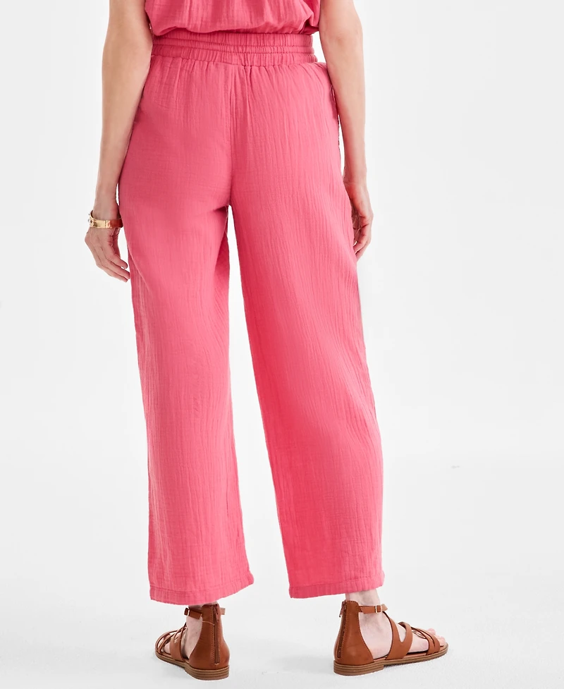 Style & Co Petite Gauze Wide-Leg Pull-On Pants, Created for Macy's