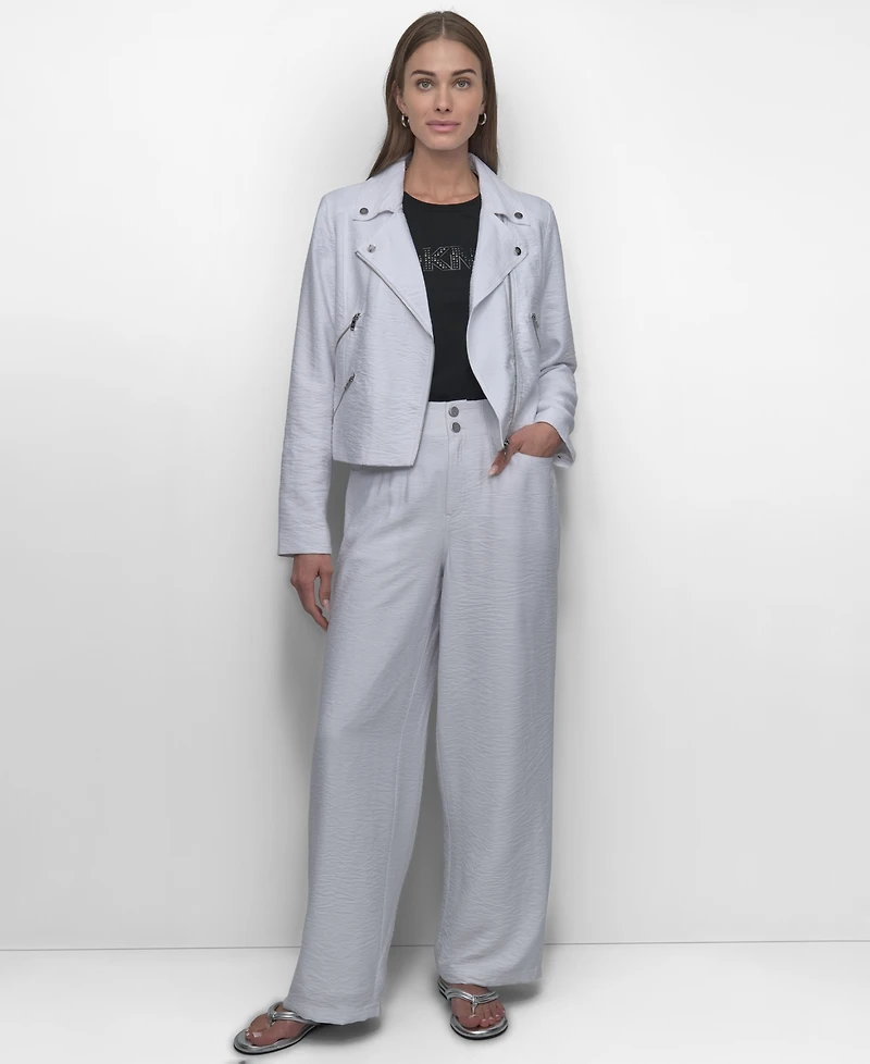 Dkny Women's Zipper Detailed Crinkle Jacket