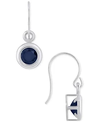 Sapphire Bezel Fish Hook Drop Earrings (3/4 ct. t.w.) 10k Gold (Also Available Ruby & Emerald)
