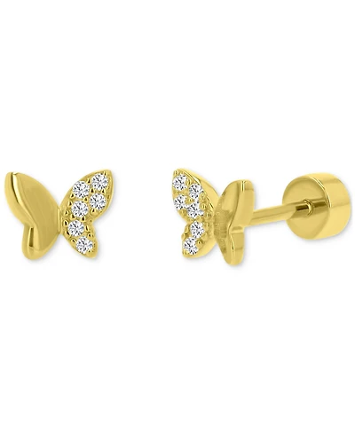 Cubic Zirconia Butterfly Stud Earrings (1/10 ct. t.w.) in 14k Gold-Plated Sterling Silver
