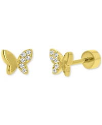 Cubic Zirconia Butterfly Stud Earrings (1/10 ct. t.w.) in 14k Gold-Plated Sterling Silver