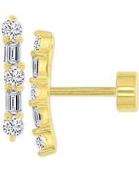 Mixed Cubic Zirconia Bar Stud Earrings (5/8 ct. t.w.) in 14k Gold-Plated Sterling Silver
