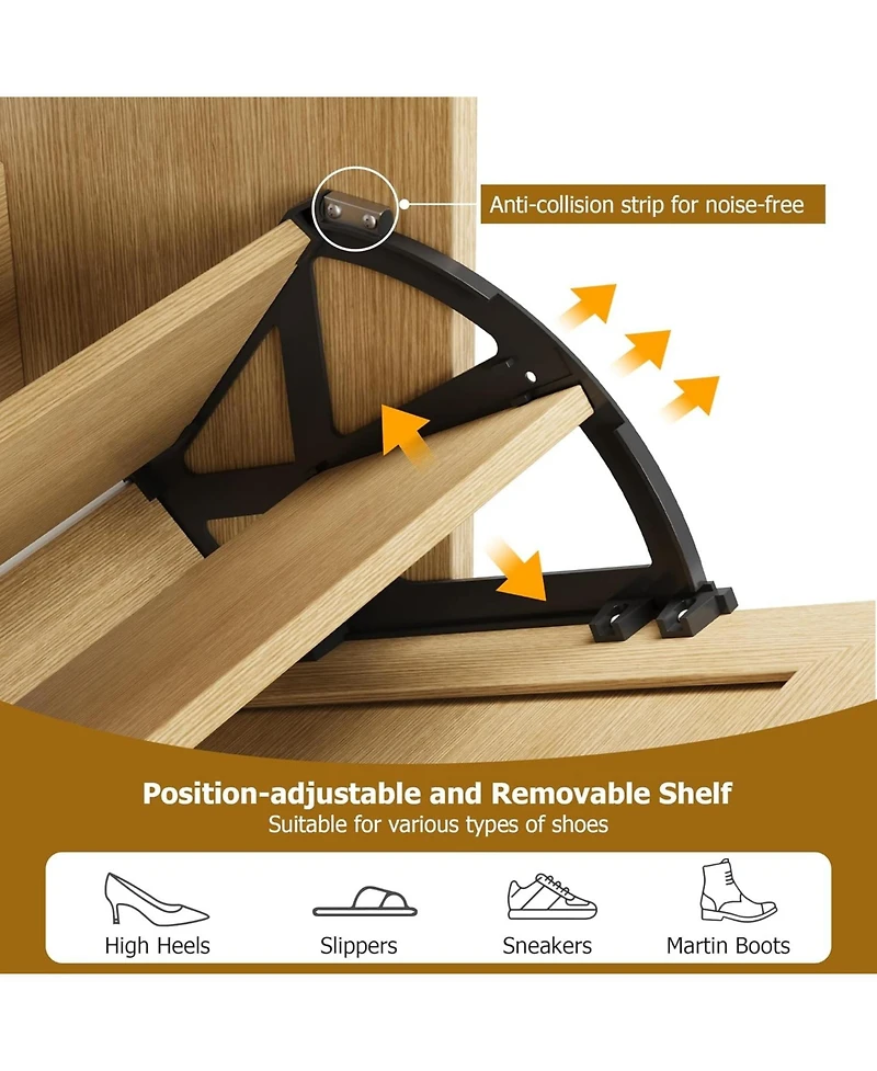 gaomon Shoe Cabinet Rattan with 3 Flip Drawers and 4-Tier Shoe Storage Cabinet, Freestanding Shoe Organizer with Adjustable Shelves for Entryway