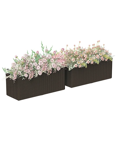 Outsunny Railing Planter Box (2 Pack, 20 Inch), Rat Look,