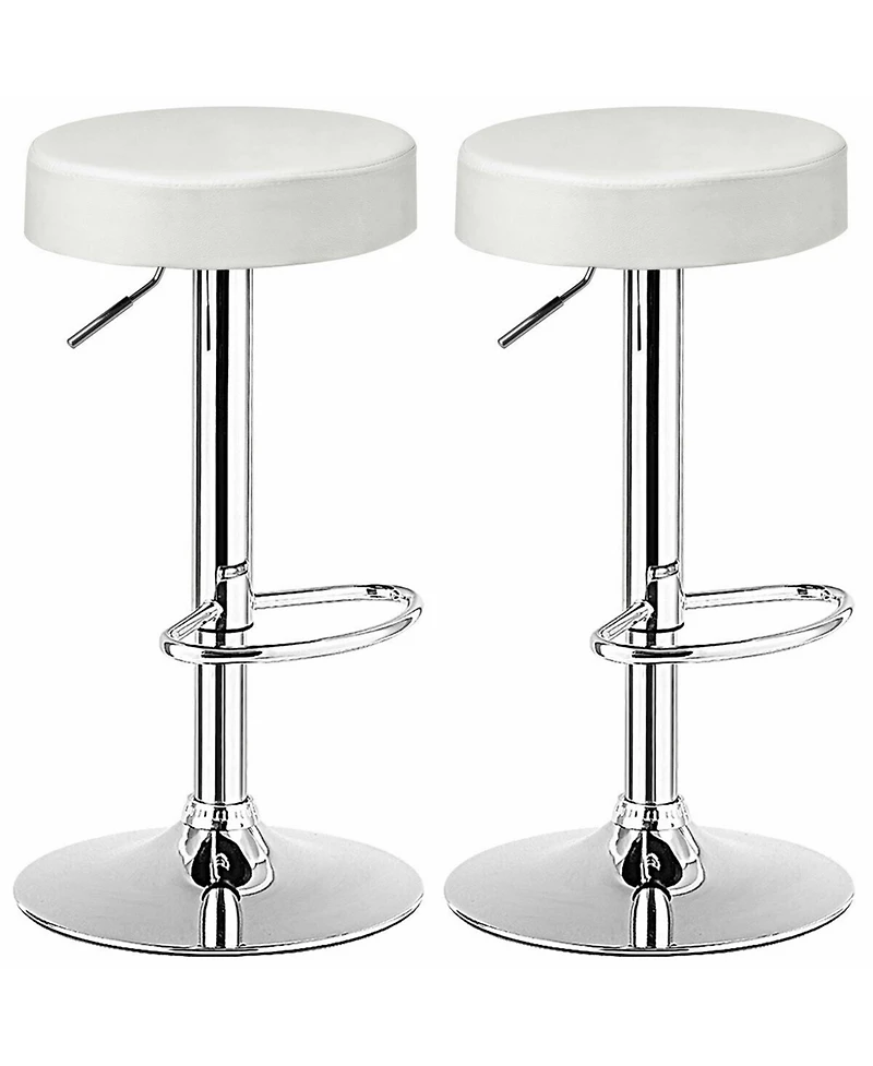 Gymax 2PCS Adjustable Swivel Bar Stool Pu Leather Kitchen Counter Bar Chairs