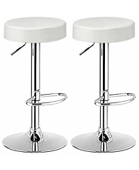 Gymax 2PCS Adjustable Swivel Bar Stool Pu Leather Kitchen Counter Bar Chairs
