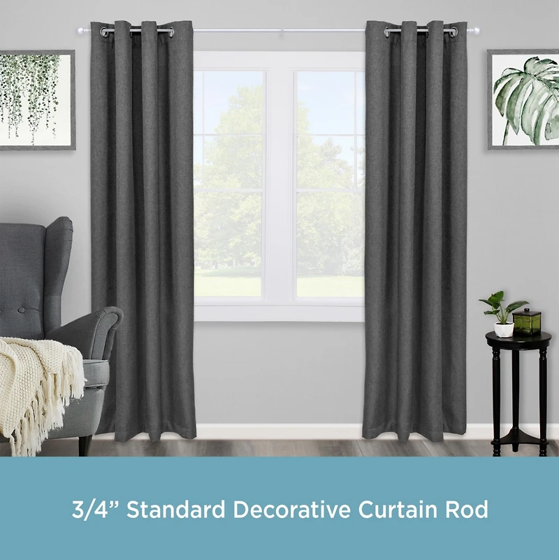 Kenney Bryce Decorative Curtain Rod with Finials for Medium to Large Windows – Stylish Satin Nickel Design
