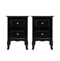 Slickblue 2pcs Country Style Two-Tier Night Tables Large Size Black (Same model: 46330063)