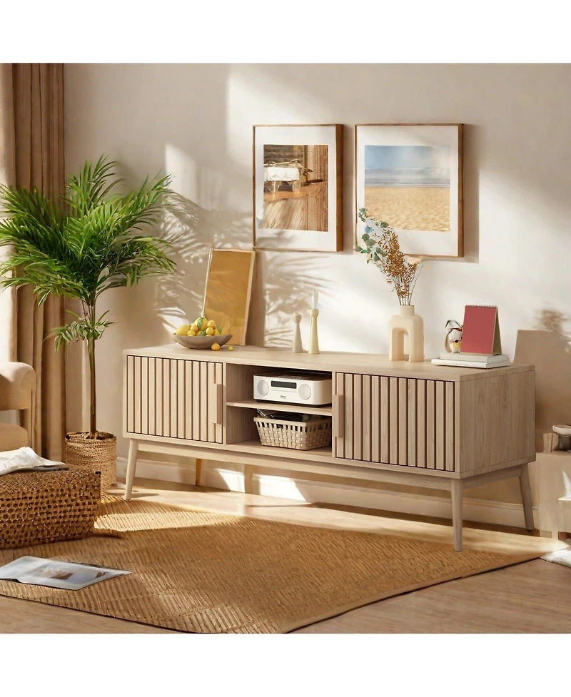 gaomon Boho Tv Stand for Tv up to 50", Farmhouse Television Console Table Entertainment Center