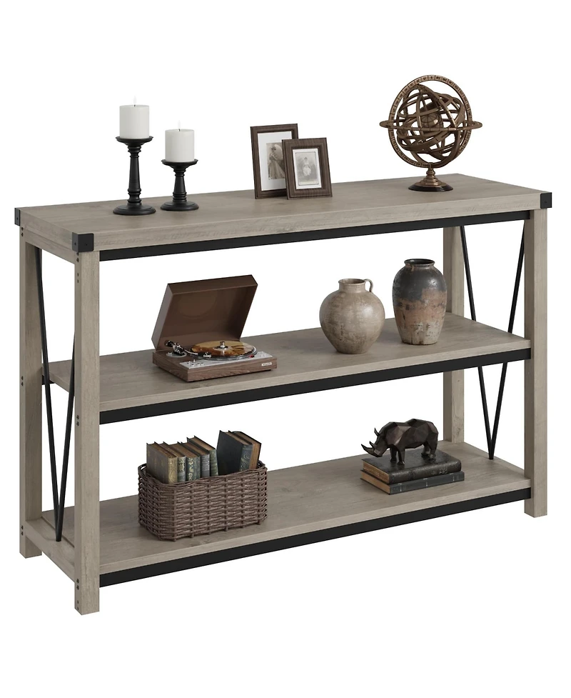 gaomon Farmhouse Entryway Table,47 Inch Narrow Long Console Table with Storage, 3 Tier Wood Console Table for Living Room, Farmhouse Sofa Tables Behin
