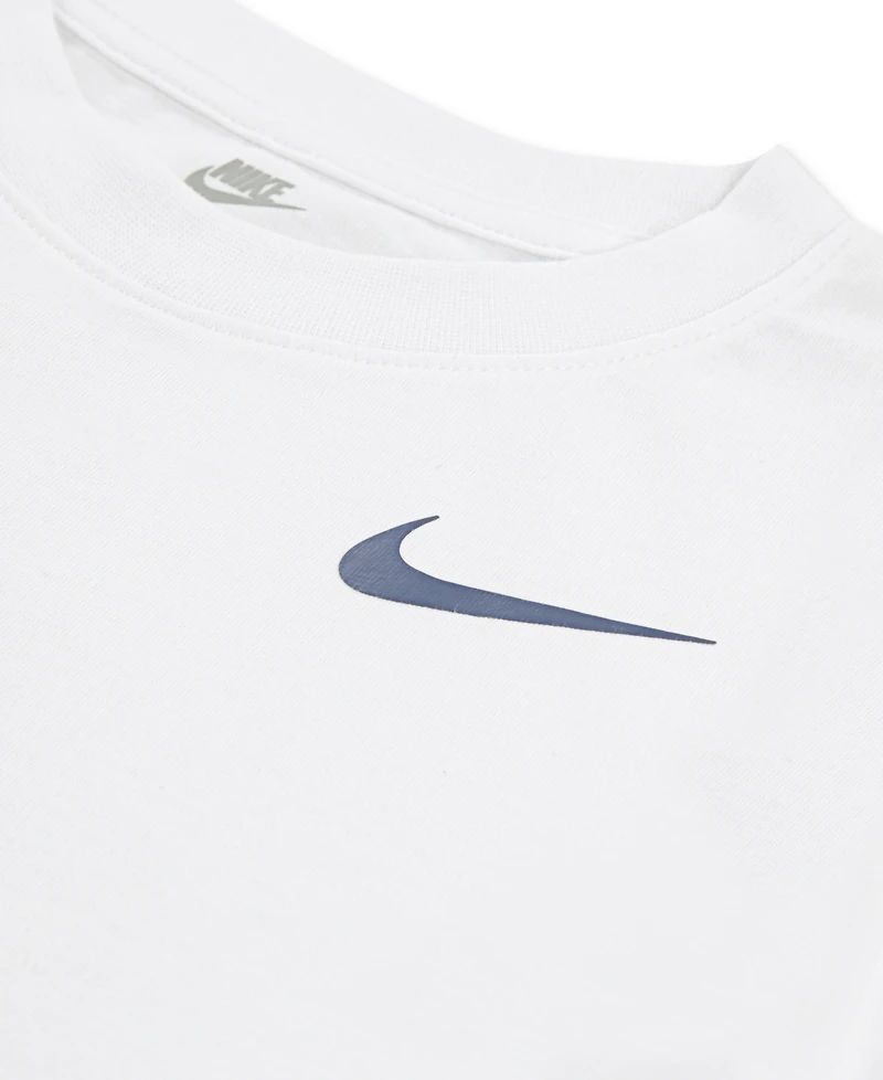 Nike Little Girls Swoosh Motion Graphic Boxy Crewneck T-Shirt