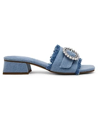 Anne Klein Women's Nahla Embellished Buckle Block Heel Dress Sandals