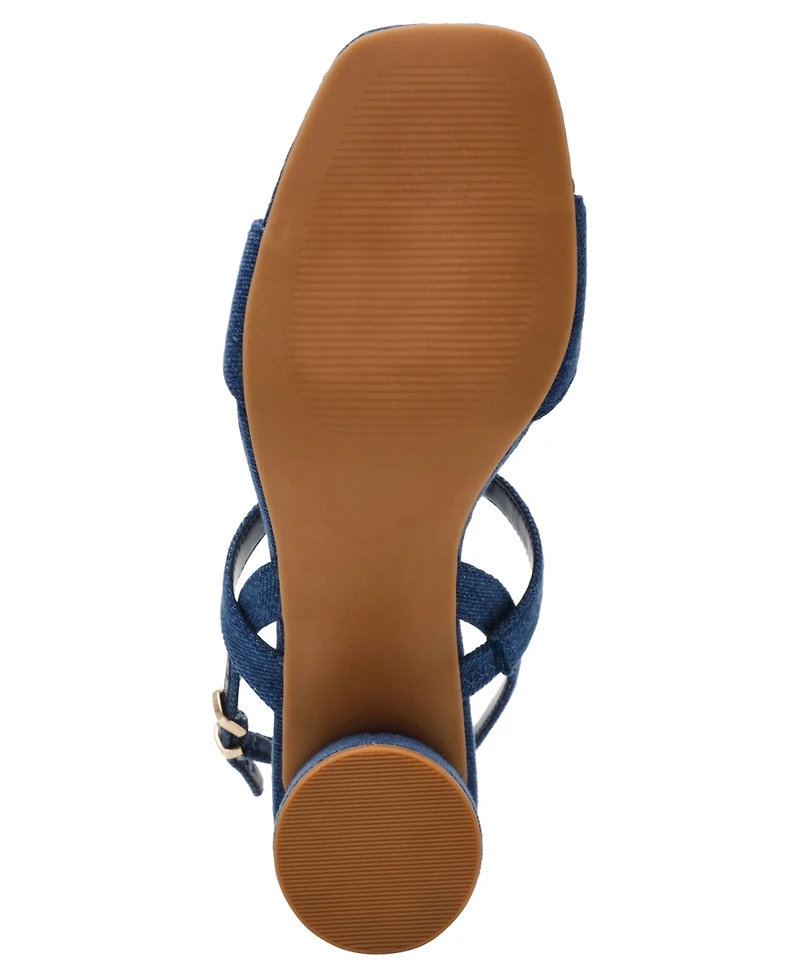 Anne Klein Women's Felipa Flower Embellished Block Heel Dress Sandals