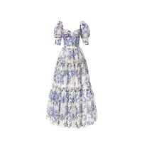 Milla Women's Hydrangea Feminine voluminous sheer sleeves dress