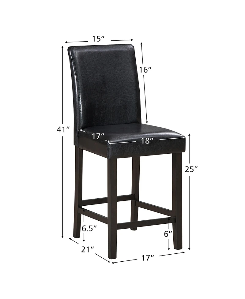 Gymax Set of 2 Bar Stools 25inch Counter Height Barstool Pub Chair w/Rubber Wood Legs