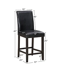 Gymax Set of 2 Bar Stools 25inch Counter Height Barstool Pub Chair w/Rubber Wood Legs