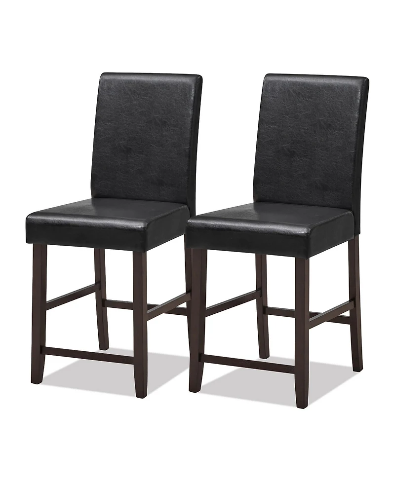 Gymax Set of 2 Bar Stools 25inch Counter Height Barstool Pub Chair w/Rubber Wood Legs