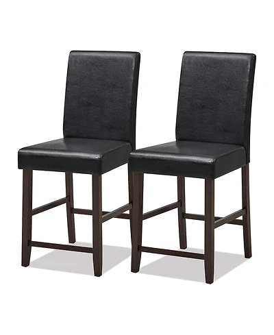 Gymax Set of 2 Bar Stools 25inch Counter Height Barstool Pub Chair w/Rubber Wood Legs