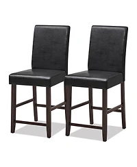 Gymax Set of 2 Bar Stools 25inch Counter Height Barstool Pub Chair w/Rubber Wood Legs
