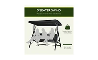 Slickblue 3-Seat Outdoor Porch Swing with Cushions for Relaxation and Comfortable Outdoor Seating
