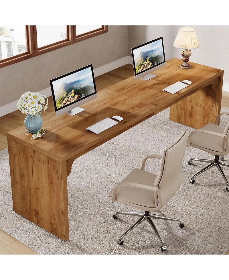 Tribesigns 78.7 Inches Long Computer Desk, Wooden Extra Long Writing Desk Double Desk Workstation, 2 Person Desk for Home Office